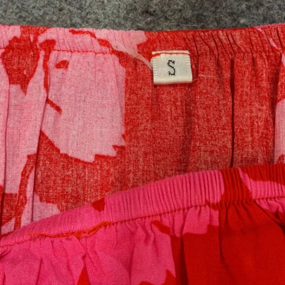 red and pink strapless floral ruffle maxi dress - Picture 3 of 4